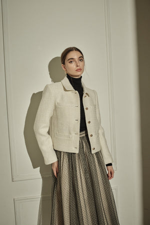 9/8 19時予約開始<br>Éclat Wool Tweed Jacket <br> -Off white-