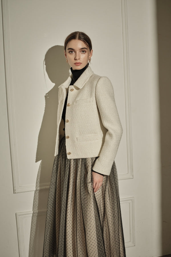 9/8 19時予約開始<br>Éclat Wool Tweed Jacket <br> -Off white-