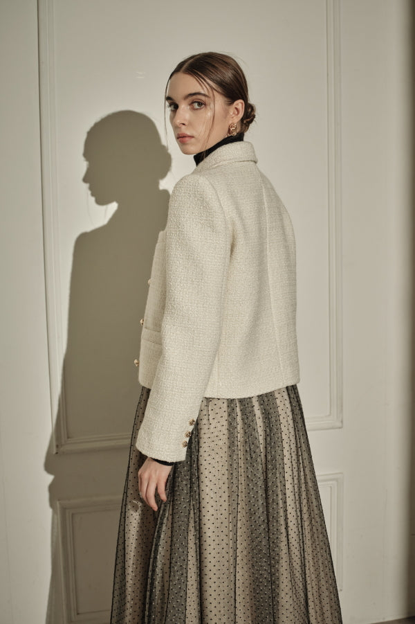 9/8 19時予約開始<br>Éclat Wool Tweed Jacket <br> -Off white-