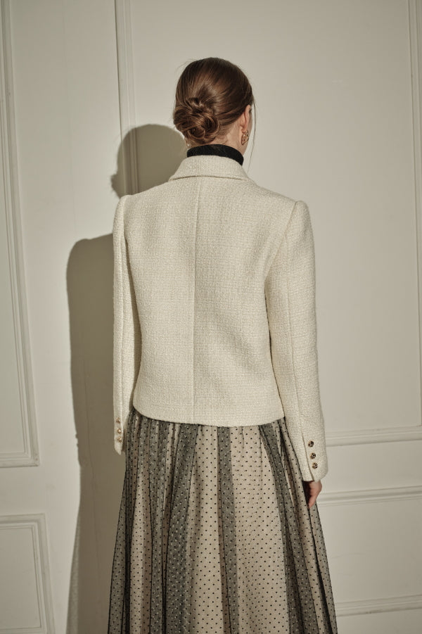 9/8 19時予約開始<br>Éclat Wool Tweed Jacket <br> -Off white-