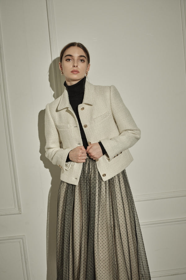 9/8 19時予約開始<br>Éclat Wool Tweed Jacket <br> -Off white-
