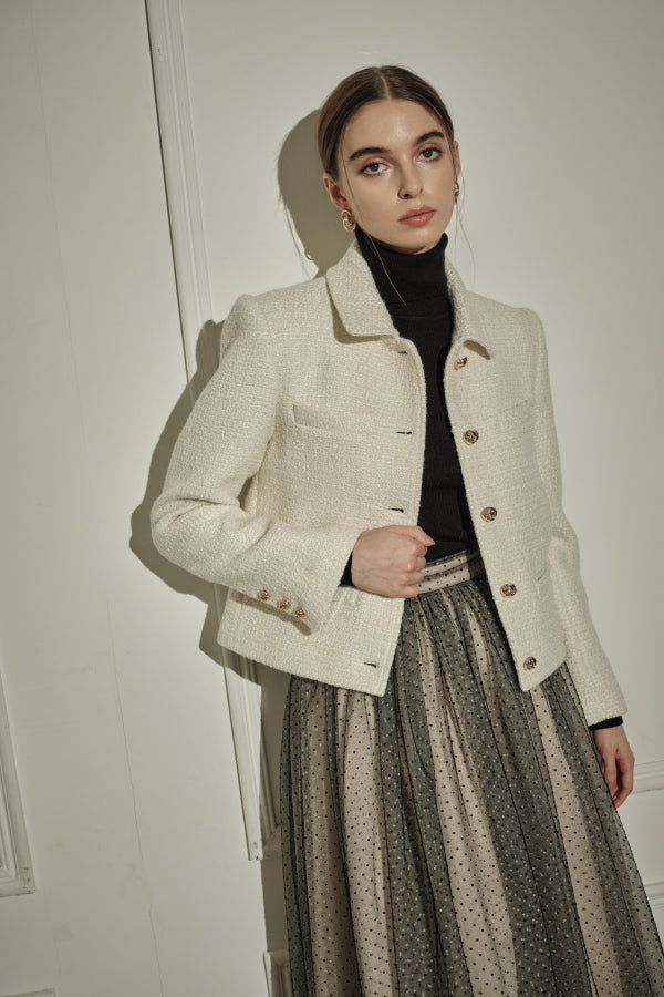 9/8 19時予約開始<br>Éclat Wool Tweed Jacket <br> -Off white-