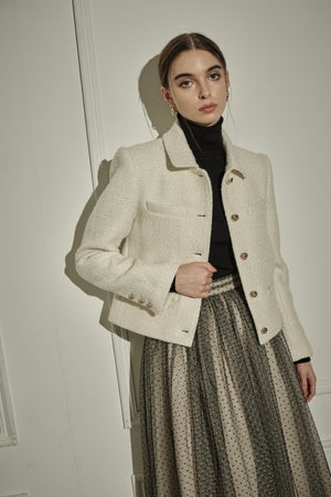9/8 19時予約開始<br>Éclat Wool Tweed Jacket <br> -Off white-