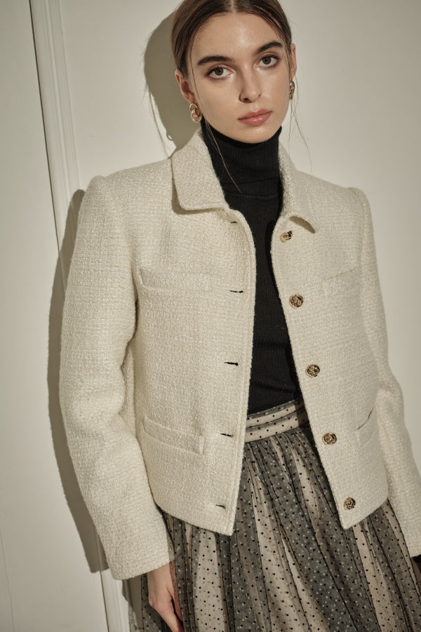 9/8 19時予約開始<br>Éclat Wool Tweed Jacket <br> -Off white-