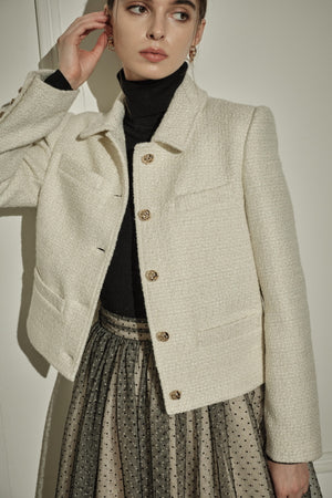 9/8 19時予約開始<br>Éclat Wool Tweed Jacket <br> -Off white-