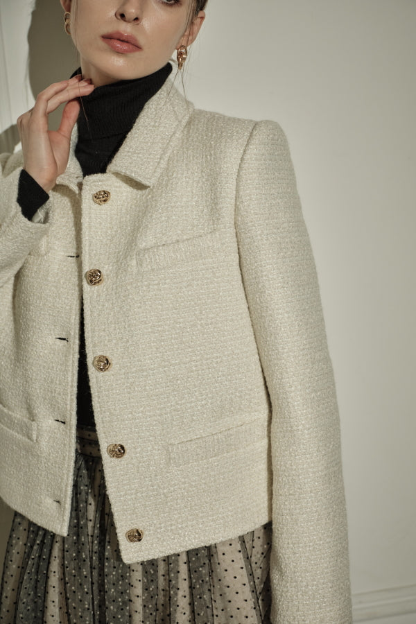 9/8 19時予約開始<br>Éclat Wool Tweed Jacket <br> -Off white-