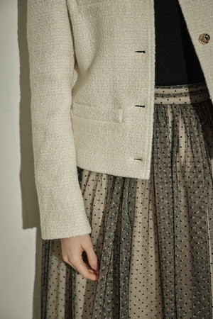 9/8 19時予約開始<br>Éclat Wool Tweed Jacket <br> -Off white-