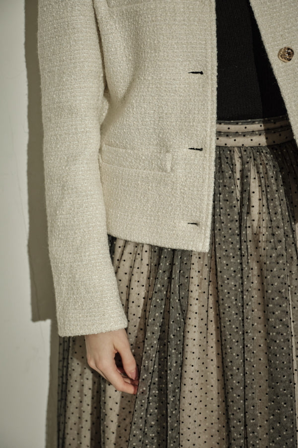 9/8 19時予約開始<br>Éclat Wool Tweed Jacket <br> -Off white-