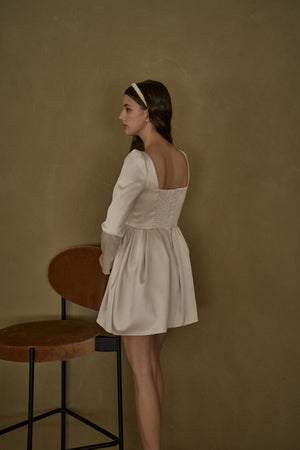 Satin Volume Mini One Piece <br> -Ivory-