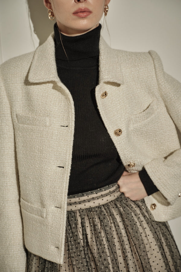 9/8 19時予約開始<br>Éclat Wool Tweed Jacket <br> -Off white-