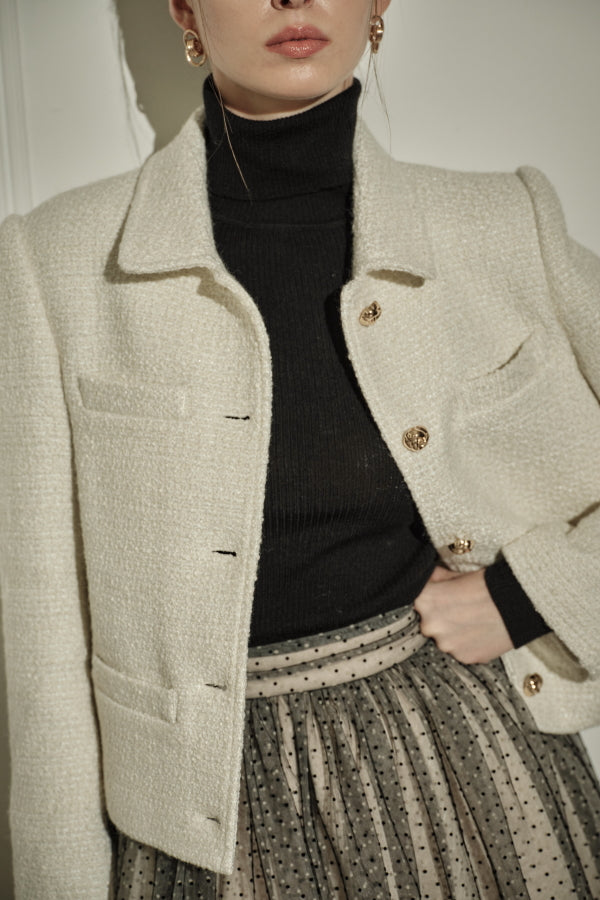 9/8 19時予約開始<br>Éclat Wool Tweed Jacket <br> -Off white-