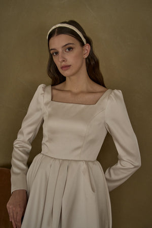 Satin Volume Mini One Piece <br> -Ivory-