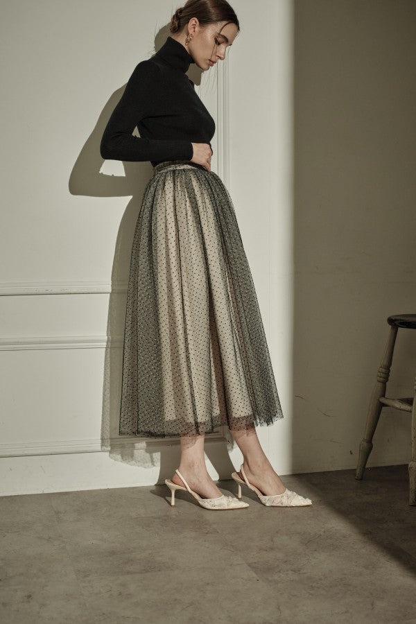 9/8 19時予約開始<br>Prism Veil Tulle Skirt <br> -Beige-