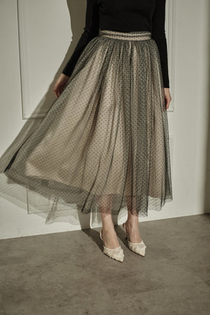 9/8 19時予約開始<br>Prism Veil Tulle Skirt <br> -Beige-