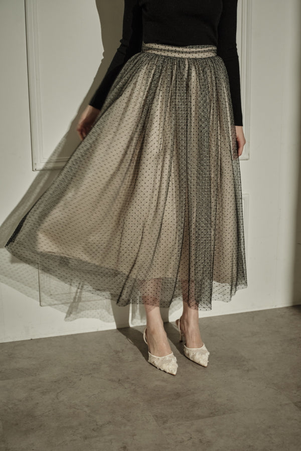 9/8 19時予約開始<br>Prism Veil Tulle Skirt <br> -Beige-