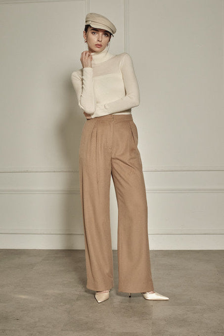 9/8 19時予約開始<br>Wool Blend Semi-Wide Pants <br> -Camel / 2size-