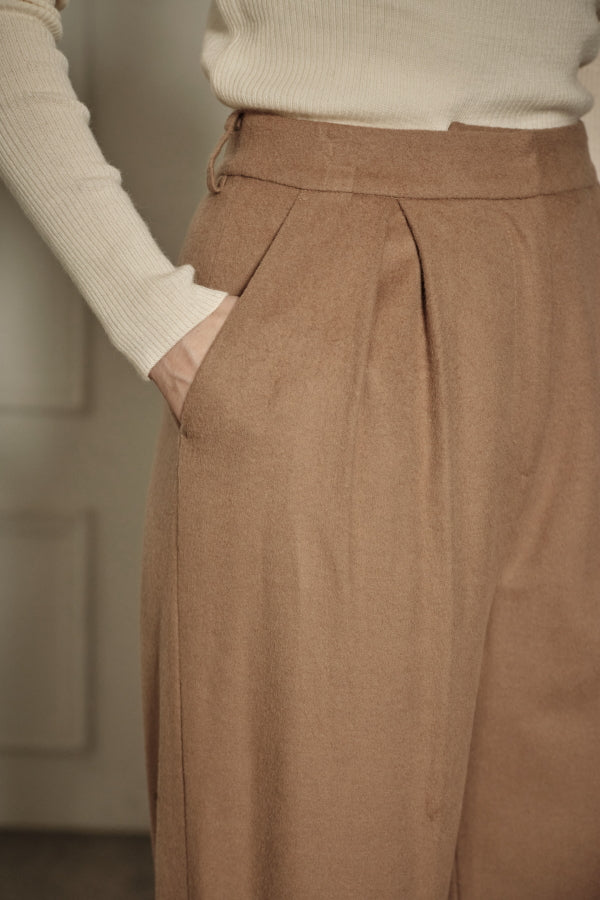 9/8 19時予約開始<br>Wool Blend Semi-Wide Pants <br> -Camel / 2size-
