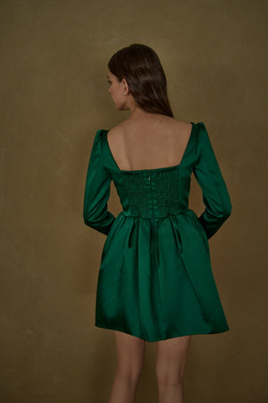 Satin Volume Mini One Piece <br> -Green-