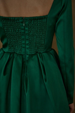 Satin Volume Mini One Piece <br> -Green-
