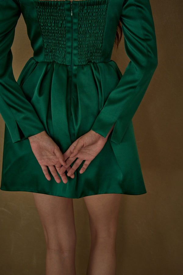 Satin Volume Mini One Piece <br> -Green-