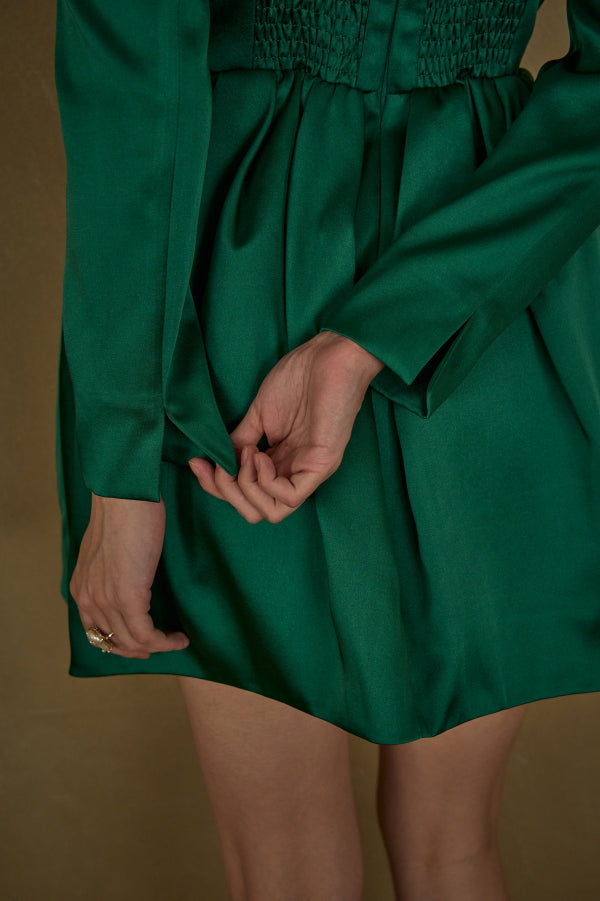 Satin Volume Mini One Piece <br> -Green-
