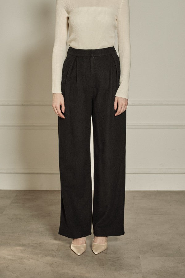 9/8 19時予約開始<br>Wool Blend Semi-Wide Pants <br> -Black / 2size-
