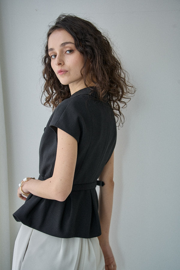 Cap Sleeve Peplum Top -Black- – ERADIE