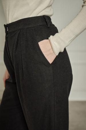 9/8 19時予約開始<br>Wool Blend Semi-Wide Pants <br> -Black / 2size-