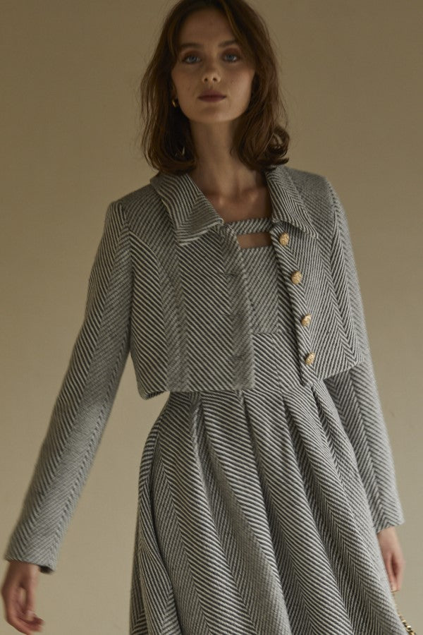 Tweed short jacket <br> -Gray-