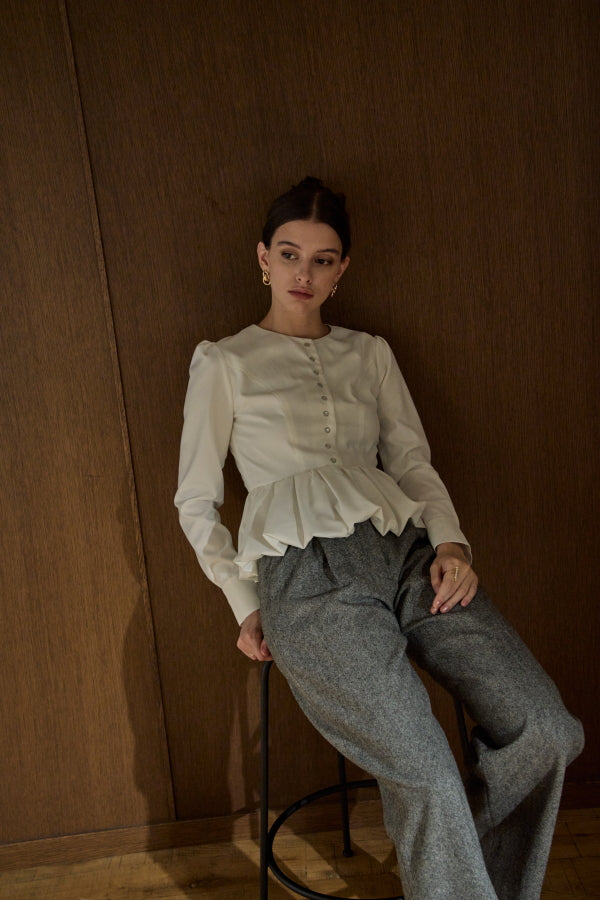Bloom Pepulum Top <br> -White-