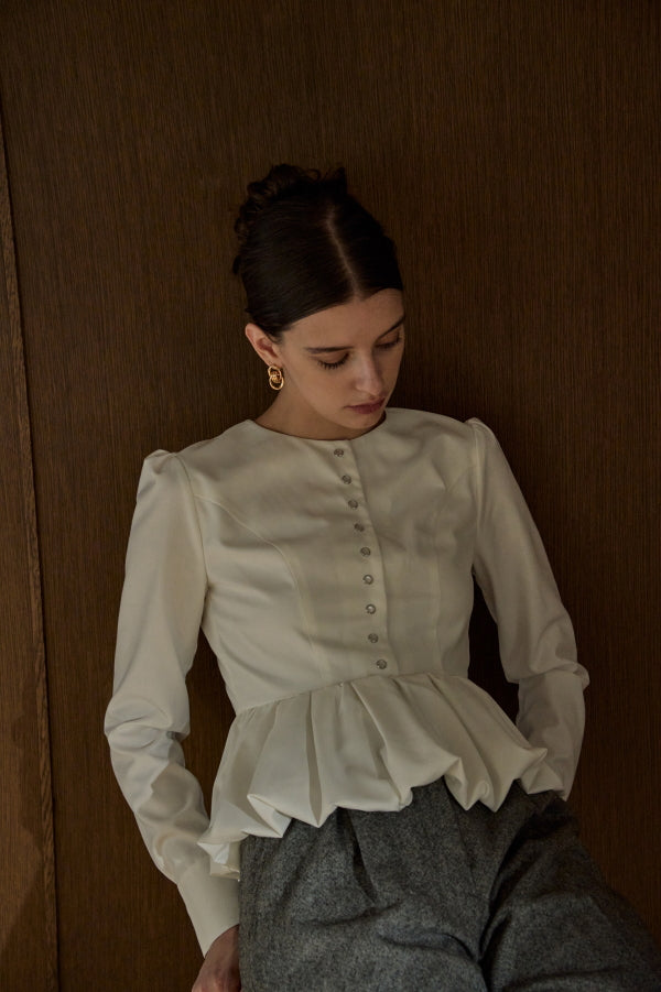 Bloom Pepulum Top <br> -White-