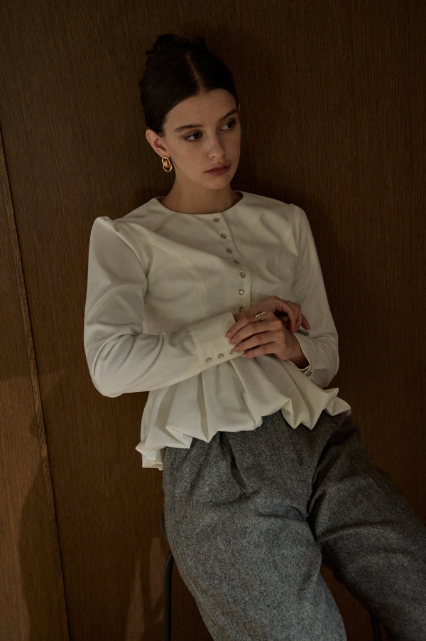 Bloom Pepulum Top <br> -White-