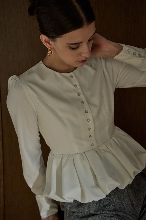 Bloom Pepulum Top <br> -White-