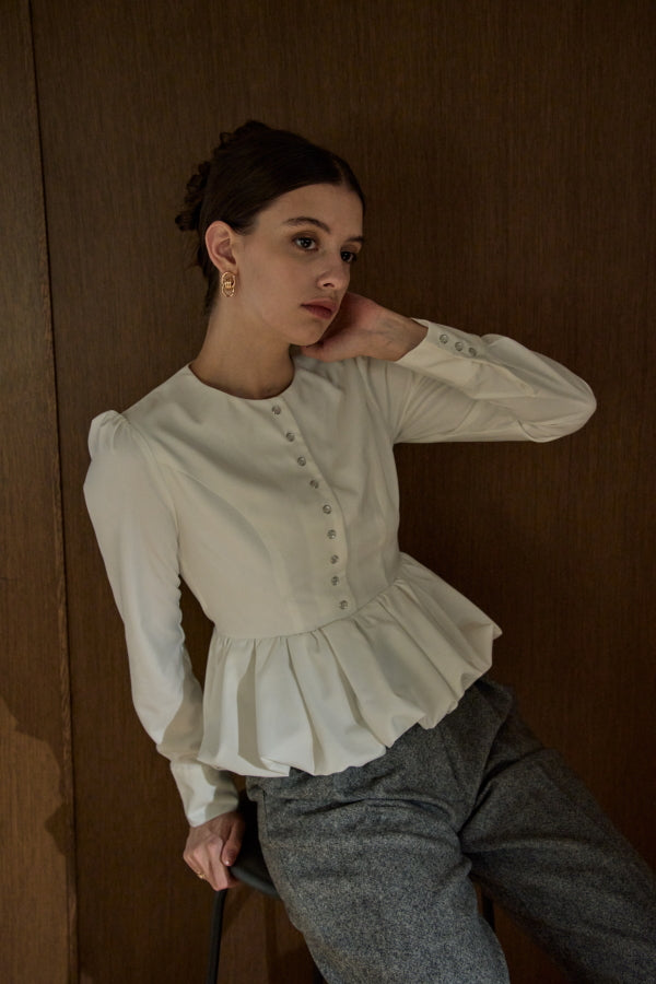 Bloom Pepulum Top <br> -White-