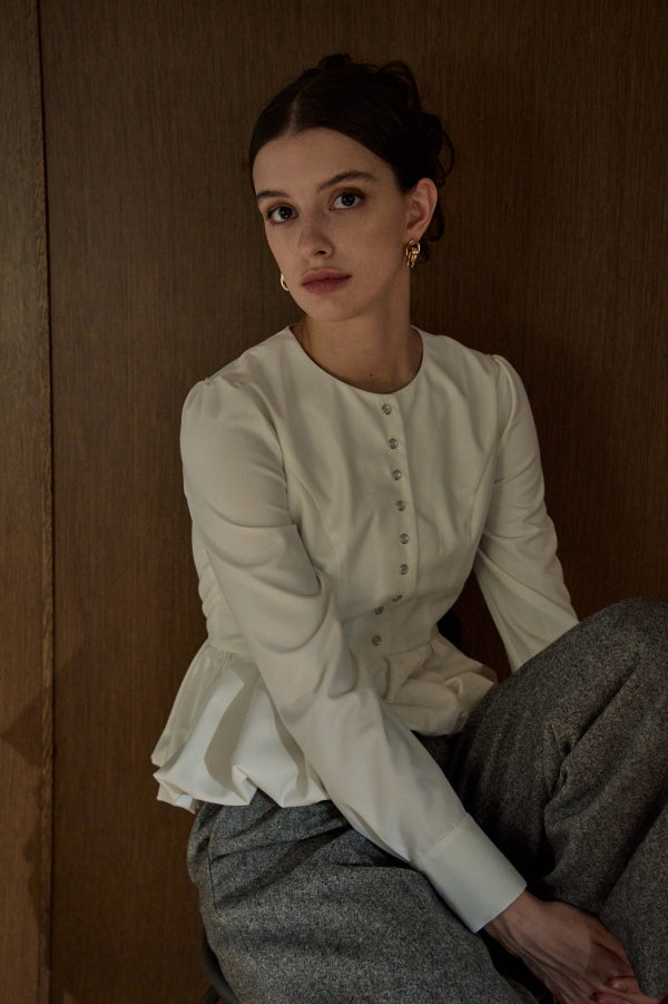 Bloom Pepulum Top <br> -White-