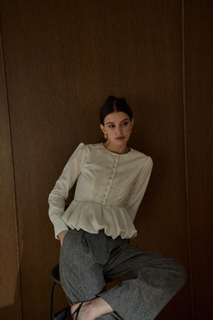Bloom Pepulum Top <br> -White-