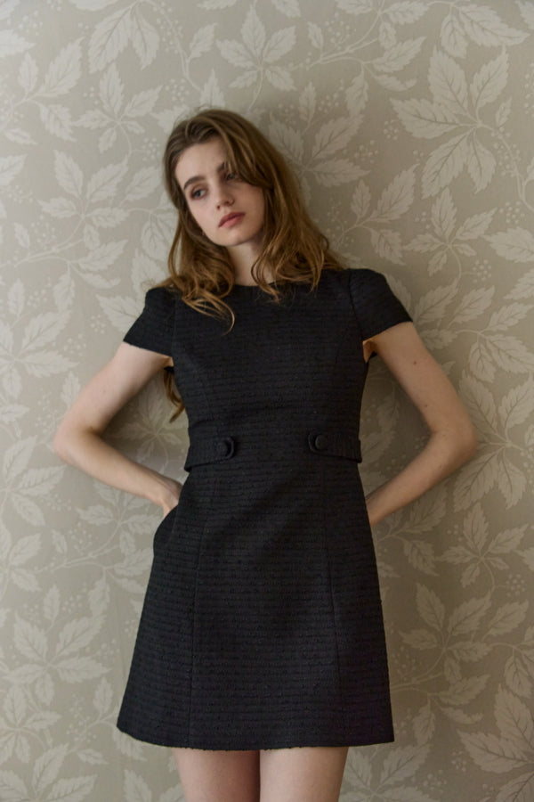 Snmmer tweed mini one piece <br> -BlackⅡ-