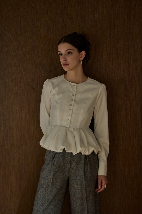 Bloom Pepulum Top <br> -White-