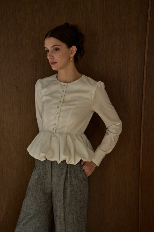 Bloom Pepulum Top <br> -White-