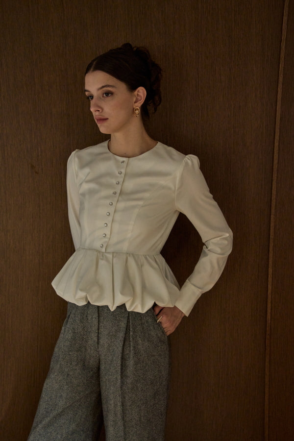 Bloom Pepulum Top <br> -White-