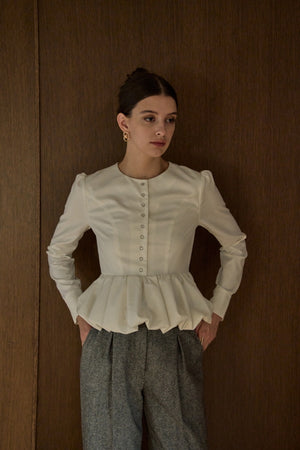 Bloom Pepulum Top <br> -White-
