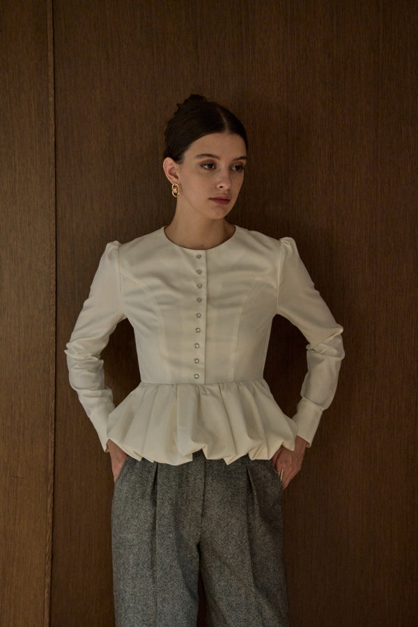 Bloom Pepulum Top <br> -White-