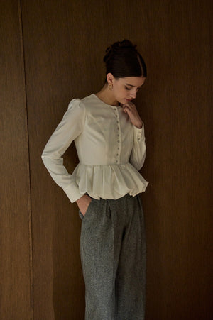 Bloom Pepulum Top <br> -White-