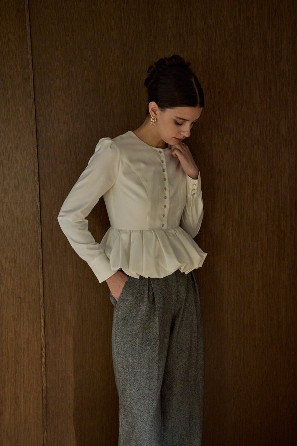 Bloom Pepulum Top <br> -White-