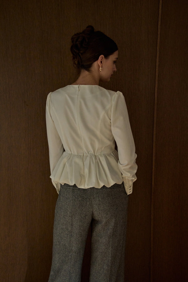 Bloom Pepulum Top <br> -White-
