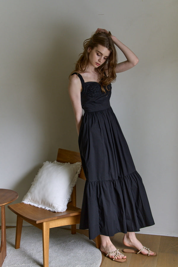 Lace Bustier One piece <br> -Black-