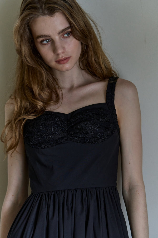 Lace Bustier One piece <br> -Black-