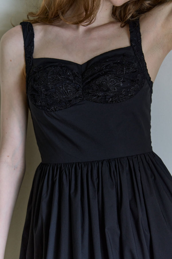 Lace Bustier One piece <br> -Black-