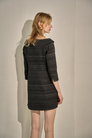 Off-Shoulder Collar Mini One Piece <br> -Black-