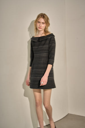 Off-Shoulder Collar Mini One Piece <br> -Black-